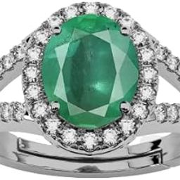 4.25 Ratti 3.50 Carat Natural Emerald Stone Silver Plated Adjustable Ring Oval Cut Gift for Womens And Girls-image-96
