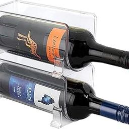VHG Refrigerator Wine and Water Bottle Holder,Stackable Plastic Wine Rack Storage Organizer for Fridge, Cabinet, Pantry, Kitchen Countertops, Clear, 2 Pack-image-47