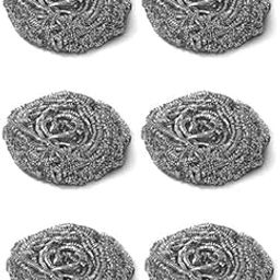 Stainless Steel Scouring Pads, Large Kitchen and Bathroom Scrubbers, Pack of 6, Silver-image-87