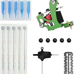 SAZ DEKOR Complete Tattoo Kit Machine Gun Needles Tube Tips Handle Pads Set Green|Professional Complete Tattoo Kit & Supplies, Tattoo Ink Set with Accessories, Body Art Stencil Pack For All|-image-81