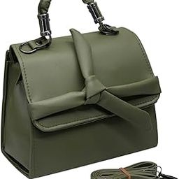 KG Women's Mini Handbag with Top Handle and Bow Design PU Leather Crossbody Shoulder Bag with Adjustable Strap Small Structured Purse with Two Compartments Elegant Casual Fashion Bag (green)-image-21