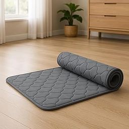 WaiStrong PU Ultra Soft Foam Folding Mattress for Travel | 220 GSM Knitted Fabric | Portable/Foldable Floor Bed for Sleeping | Indoor Quilted Roll-Up Yoga Mat Gadda for Home (Grey, 72x36)-image-46