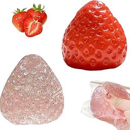 2PCS Taba Squishy, Taba Squishy Strawberry, Fufu Squishy, Soft Strawberry Toy, Sensory Fidget Toys, Cute Squeeze Toys, Gift Toys for Children and Adults to Relieve Stress and Relax (Red+Transparent)-image-6