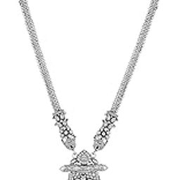 Glamorous Oxidised Black Silver Collection Temple Jewellery Necklace Set For Women (RO2082)-image-48