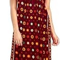 Women's Short Sleeves Full-Length Pure Cotton Printed Long Maxi Sleepwear Nightsuit/Nightdress Pack of 1-image-99
