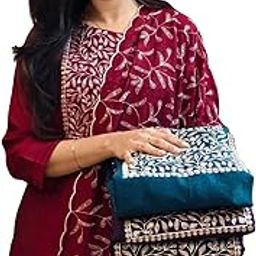 Women's Semi Churidar Set with Vichitra Silk Kurta and Embroidered Dupatta Featuring Side Slit Design and Lining Layer in Micro Crape Fabric-picture-0
