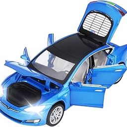 BlackZone 1/32 Tesla Model S 100D Alloy diecast Pull Back Electronic Toys with Lights and Music Model Car,Mini Vehicles Toys for Boys and Girls 3 to 12 Years (Blue)-image-26