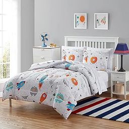 Kids Bedding Set Bed in a Bag for Boys and Girls Toddlers Printed Sheet Set and Comforter, Full, Floating in Space (Pack of 4)-image-55