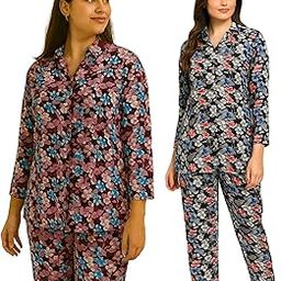 Women’s Printed Full Length Co-Ord Set Combo | Pack of Two-Piece Set - (Multicolour)-image-49