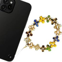 Crystal Beaded Phone Charm Strap, Multicolour with Gold Accents, also for Keychains and Bags etc.-image-85