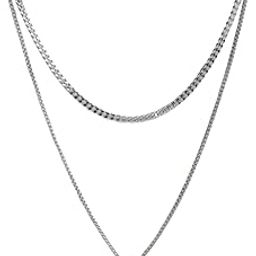 Harsh Enterprises Unisex Geometric Cubic Zirconia Pendant Necklaces with Stainless Steel Plated Locket Chains for Modern Stylish & Timeless Pair (Set of 2)-image-11