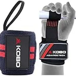 Kobo Power Wrist Weight Lifting Training Gym Straps with Thumb Support Grip Gloves (Black:Red)+Kobo WTA-06 Cotton Gym Support (Black)-image-67