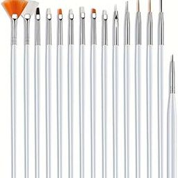 15pcs Acrylic Nail Art Design Painting Tool Pen Polish White Nail Brush Set-image-30
