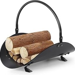 Fireplace Log Holder Indoor Black Hearth Fireset Birch Wood Holders Rack Firewood Carrier Tools Covers Fire Wood Basket Container Sets Metal Tool Set By Ash Bucket and Carrying Bag Amagabeli-22