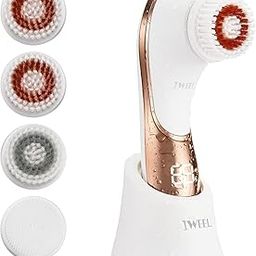 Facial Cleansing Brush, Electric Face Brush Scrubber Rechargeable Facial Exfoliator IPX-7 Waterproof Spin Cleanser Rotating Spa Machine for Exfoliating, Massaging and Deep Cleansing with 4 Brush Heads-image-53