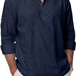 fifth u Men's Cotton Blend Mandarin Collar Self Design Full Sleeve Casual Short Kurta-picture-3