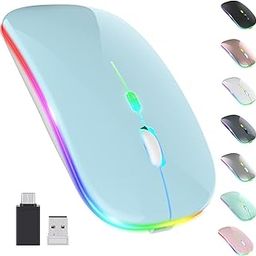 CLUSPEX LED Wireless Mouse, Slim Silent Mouse 2.4G Portable Mobile Optical Office Mouse with USB & Type-c Receiver, 3 Adjustable DPI Levels for Notebook, PC, Laptop, Computer (Blue)-31