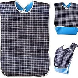 Adults Bibs Dining Bibs Washable Bibs for Elderly and Disabled, Leakproof and Reusable - Checkered Pattern-22