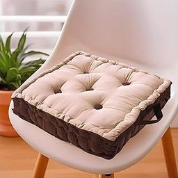 Kuber Industries Square Chair Pad|Comfortable Seat Cushion|Soft Cotton Pillow Filler for Seating,Meditation,Yoga,Living Room (Beige)-picture-25