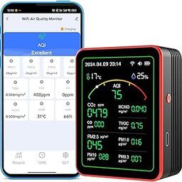 WiFi Smart Air Quality Monitor: 15-in-1 Indoor Air Quality Meter Detects PM, CO2, CO, TVOC, HCHO, PM, AQI, Temp and Humidity, Thermometer Humidity Monitor with App Control, for Smart Home Automation-image-31