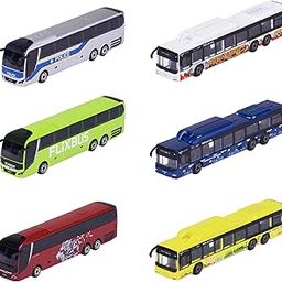 Majorette City Bus 212053159 Toy Bus with Freewheel and Metal Suspension 13 cm Long for Children from 3 Years and Up Assorted Colours Pack of 1-2