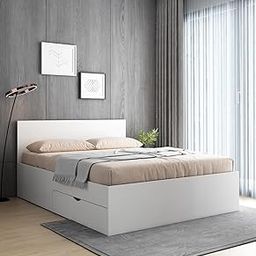 A GLOBIA CREATIONS Bridon King Size Drawer Bed, Engineered Wood, Frosty White Finish | Storage & Durability | Knock-Down Delivery-image-31