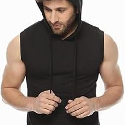 Hoodie for Men Sleeveless Cotton Hoodie Sweatshirt Gym Sports Hoodie for Men Tiranga and Black Color-image-4