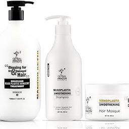 Global Amazon Secrets Brazilian Nanoplastia Treatment for Smoothing hair 1000 Ml | Pack of 1 | NEW & ORIGINAL PACKAGING | Professional Brazilian Hair Treatment | Straightens Hair for 8 Months | Anti-Frizz Solution | Adds Shine and Luster, Makes Hair Easier to Manage and Style (Combo Kit, 2000 ml ( Pack of 3 ))-40