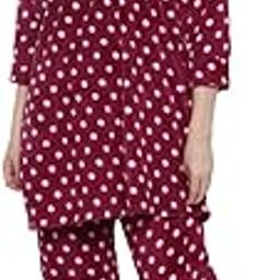 Women's Dot Woolen 3/4 Sleeve Night Suit-image-29