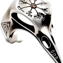 Vintage Viking Crow Skull Rings For Men | Luxury Solid Pure Titanium Stainless Steel Ring Jewellery (Red and Black Stone - Stainless Steel, 17-21- 24)-image-30