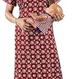 Women's Printed Maternity/Feeding Night Gown, Floral Print-image-23