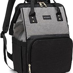 Motherly Crown Dual Tone Diaper Backpack for Mothers, Maternity Bag for Newborn Baby, Mother Travelling Bag, Multiple Pocket Water Resistant Hospital Bag for moms with Warranty (Black & Gray)-image-4