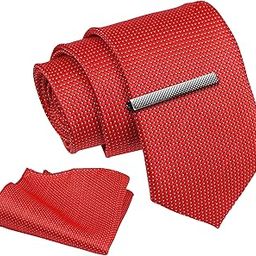 Tie for Men – Micro Silk Neck Ties Set with Cufflinks Flower Pin, Pocket Square & Black Gift Box, Combo Necktie Sets for Office Wear, Formal Suits & Weddings (Crimson Red, NXSMX_254)-image-7