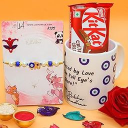 JAIPUR ACE Premium Fish Evil Eye Bhaiya bhabhi Rakhi with Kitkat Chocolate and Ceramic Couple Mug Combo Pack, RakshaBandhan Rakhi Gift Hamper for Brother | bro | Bhaiya Rakshabhandhan Gift hamper (Design 6)-image-87