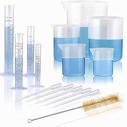 Bello Laboratory Basic Chemical Experiment Equipment Kit, Environmental Protection Reusable Plastic Graduated Measuring Cylinder Measuring Beaker dropper Test Tube Brush Appliance-27