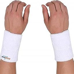 HeadTurners Sweat Band Wrist Band/Wrist Support for Gym, Cricket, Running and Sports Activities 5 inches- (2 pcs, White)-image-66
