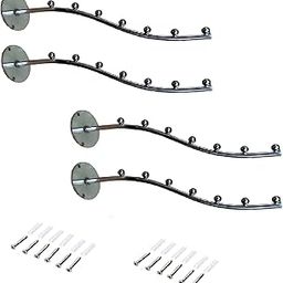Q1 Beads Steel Wall Hanger for Clothes 7 Ball Pin -(Chrome_4 Pack)-image-89