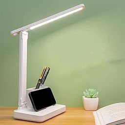 BSITFOW Table Light for Study Led Desk Lamp Led Light Study Light for Students Rechargeable Led Cordless Desk Lamp Foldable Adjustable Reading Lamp with Pen Holder (White)(1pcs)(17x25.5x29 cm)-9