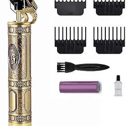 Hair and Beard Trimmer for Men, Cordless Grooming Kit with Adjustable Guards, Gold-23