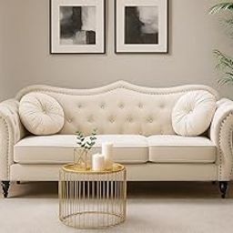 Arantique Velvet and Couch for Contemporary, Functional, Three-Person, Sleeper Chesterfield Sofas for The Living Room, Dining Room, Bedroom, Office, and Hallway (Beig)-image-81