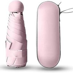 Pink Mini Umbrella with Case (Manual Open) Compact Travelling Umbrella, Polyester & UV Protection Fabric for Summer/Anti-Slip Handle- Use in Rain & Summer- 6 Frame for Men & Women-13