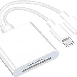 Joyzzz SD Card Reader for iphone, 4 in 1 Cameras SD Reader with Dual Slot for MicroSD/TF, Camera Memory Card Reader Adapter, Quickly Transfer Photos Videos Plug and Play for iPhone iPad, MacBook-14