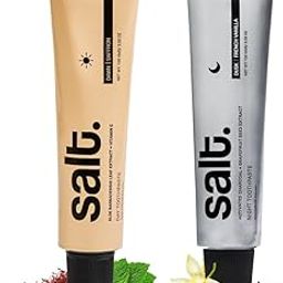 Salt. Oral Care Saffron Day & Dusk Night Duo Toothpaste Combo | Soothing Gums, Enamel Strengthening | Anti-Bacterial Formula | 100 g each-image-3