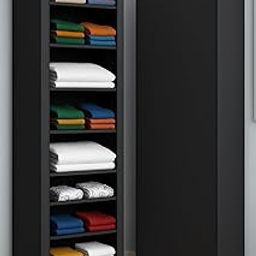 Homdox Wardrobe for Storage - Foldable Almirah Clothes - Kids Wardrobe 6 Shelves - Baby Almirah Plastic - Cupboard for Bedroom - Living Room - Shelving Rack (Black, 9 Tier)-image-37