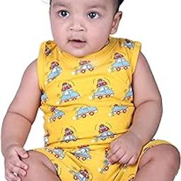Baby Girls Classic Fit Cotton Blended T-Shirt and Short Set | Light Yellow | 9-12 Months | KIDS13136-image-44