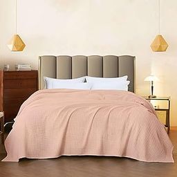 Bhoomi Impex Super Soft & Breathable Cotton Waffle Blanket – Throw Blanket and Quilt for Bed & Sofa Queen Size - Cream/Light Sand-16