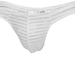 LICHTS®2x Men's Mesh Striped Pouch Brief T-back Underwear XL White-picture-51