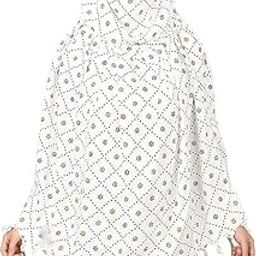 White Cotton Innovative Stylish Printed Pattern Fancy Scarf With Sun Protection Cover Face Cotton Driving Scarf for Women and Girls-17