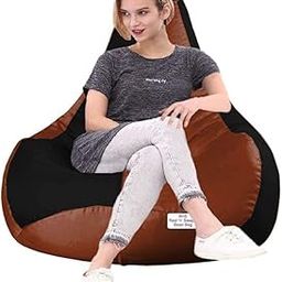 RnS Rest 'n' Sleep - Bean Bag Filled with Beans for Living Room, Bed Room for Relaxing, with 1 Year Warranty (3XL, Tan/Black) (TD04)-image-19