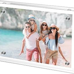 poppotato Magnetic Acrylic Photo Frame | 5x8 inch |20mm Thick, Double-Sided, Freestanding Display | Perfect for Photos, Notes, God Images, Law of Attraction Images | Set of 1-31